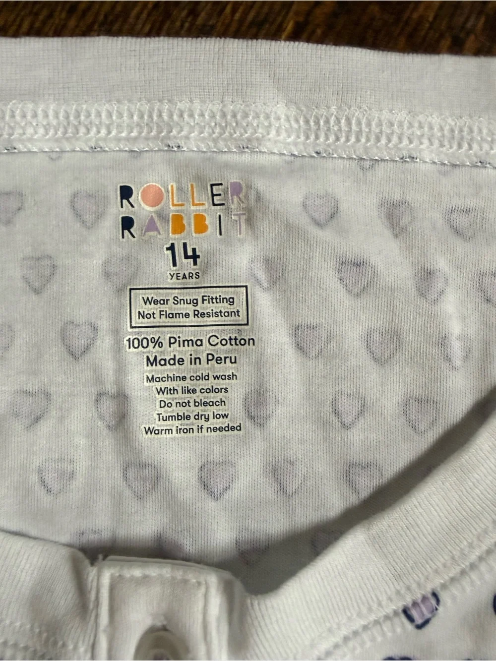 Roller Rabbit 100% Pima Cotton Kids heart pajama set long sleeve like new